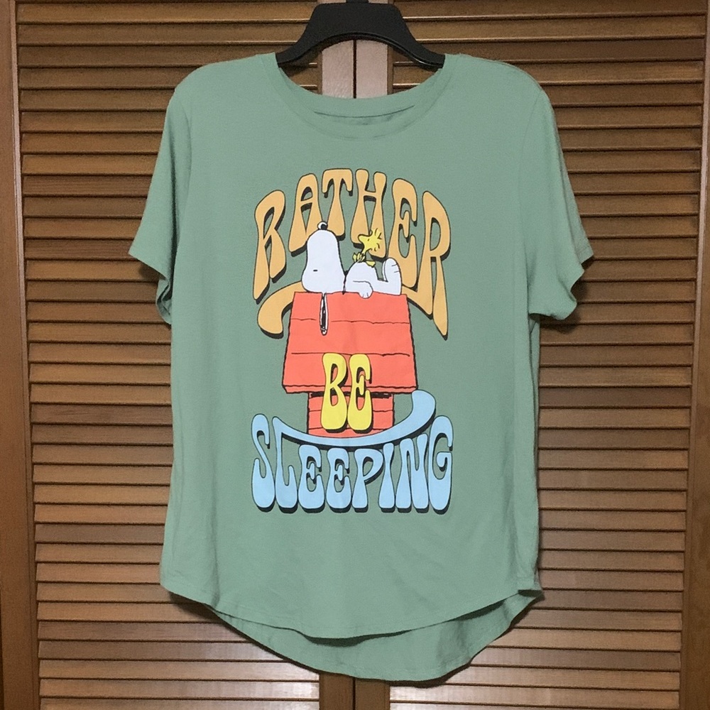 Snoopy Iβd Rather Be Sleeping Green T-shirt 3X